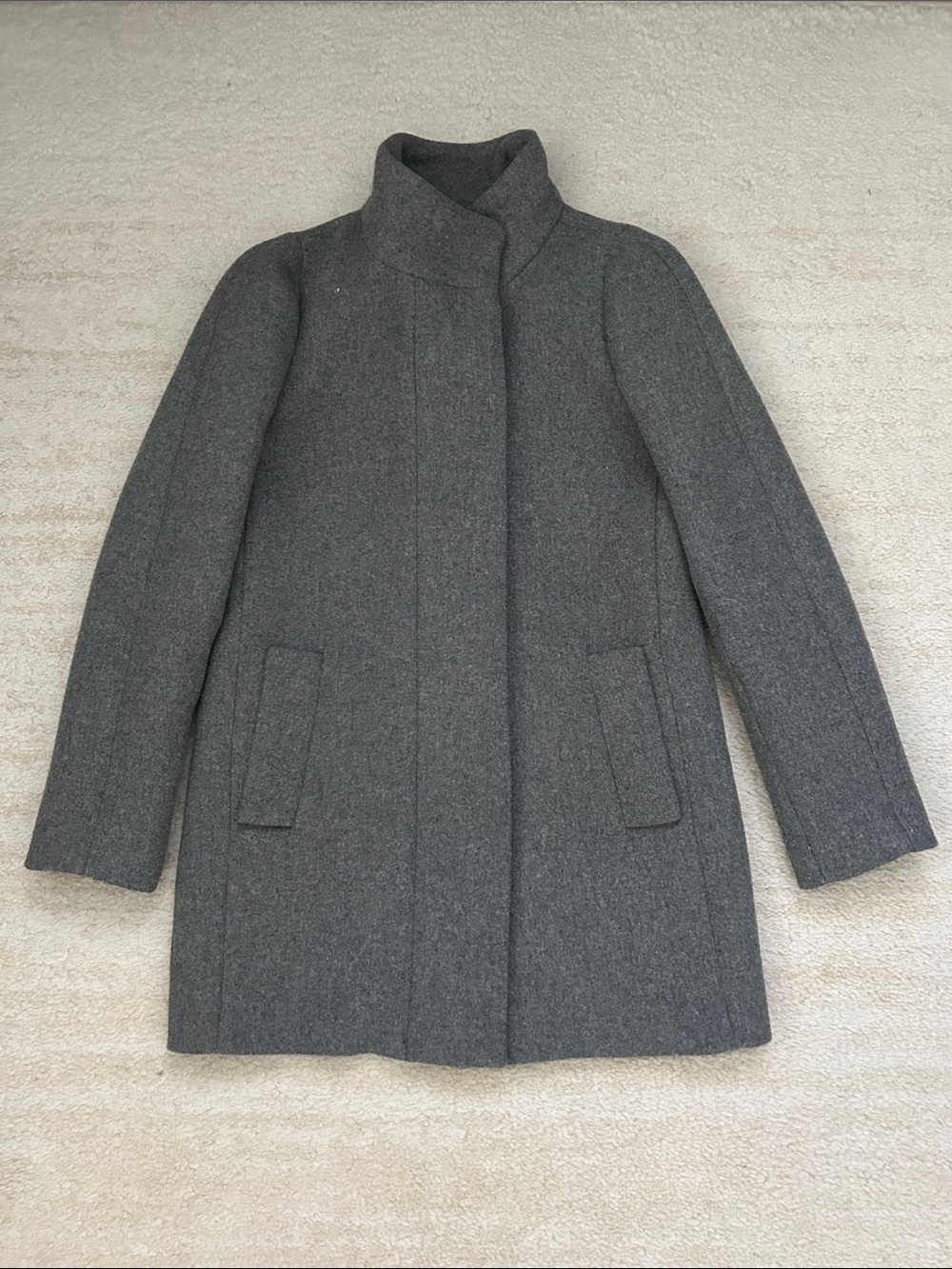 J. Crew Classic Women's Gray Stand-Collar Wool Coat